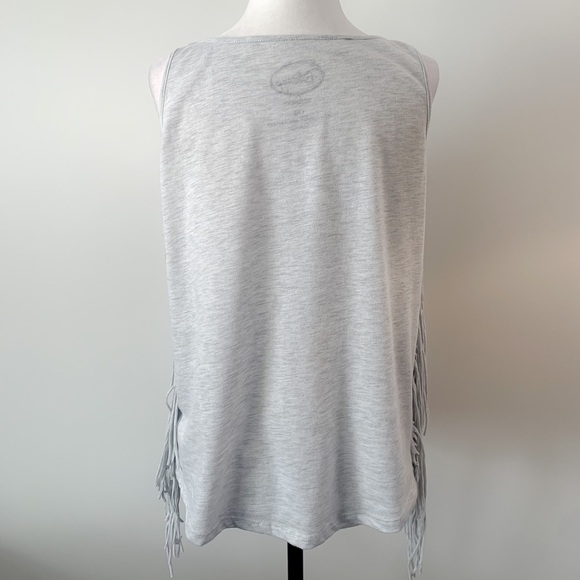 Disney Mickey Gray Boho Fringe Tank Top Size Large - Picture 6 of 9